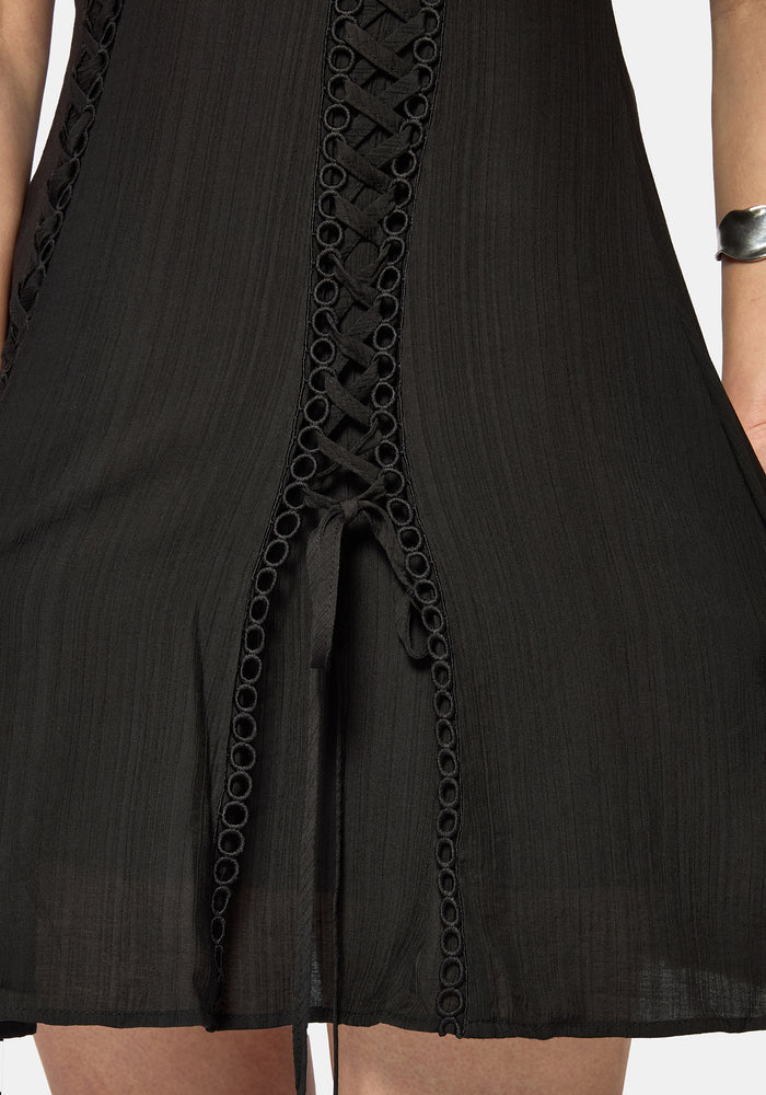 Tasmina Lace Up Front Mini Dress