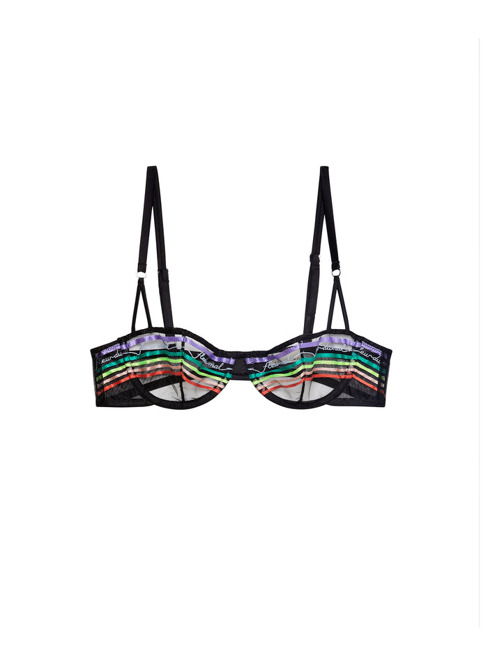 Taste Le Rainbow Balconette Bra-black-flat