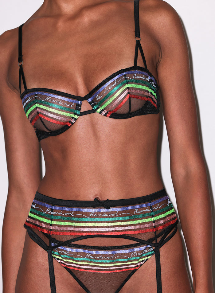 Taste Le Rainbow Garter Belt-black