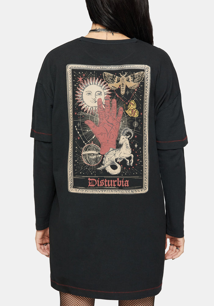 Temperance Tarot Graphic Long Sleeve Tee Dress