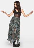 Thalassa Print Hanky Hem Chiffon Midi Skirt