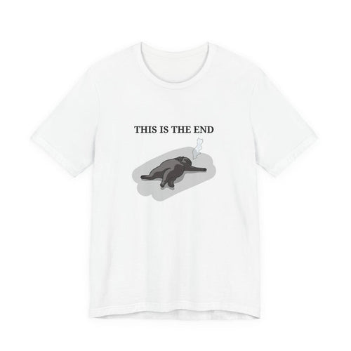 'This Is The End' Graphic Tee — Melancholic Cat Illustration T-Shirt