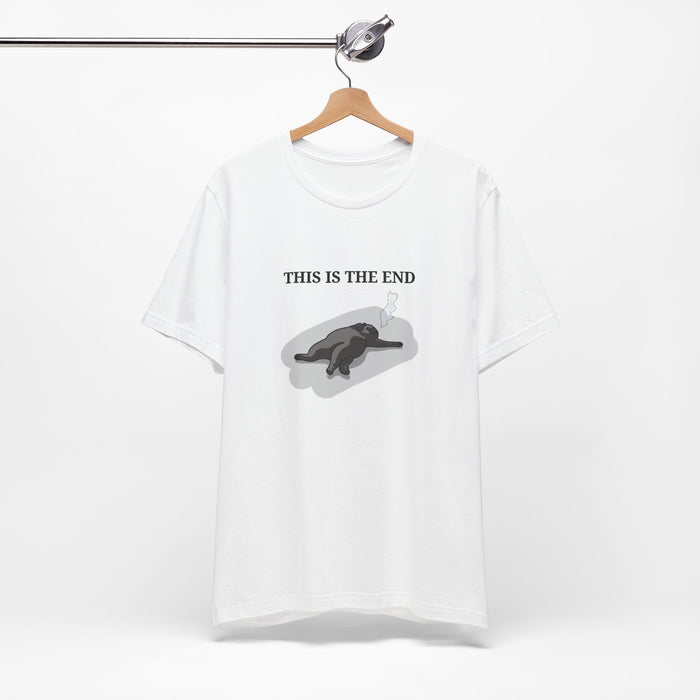 'This Is The End' Graphic Tee — Melancholic Cat Illustration T-Shirt