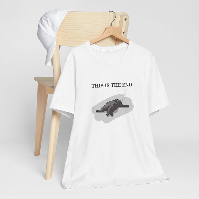 'This Is The End' Graphic Tee — Melancholic Cat Illustration T-Shirt