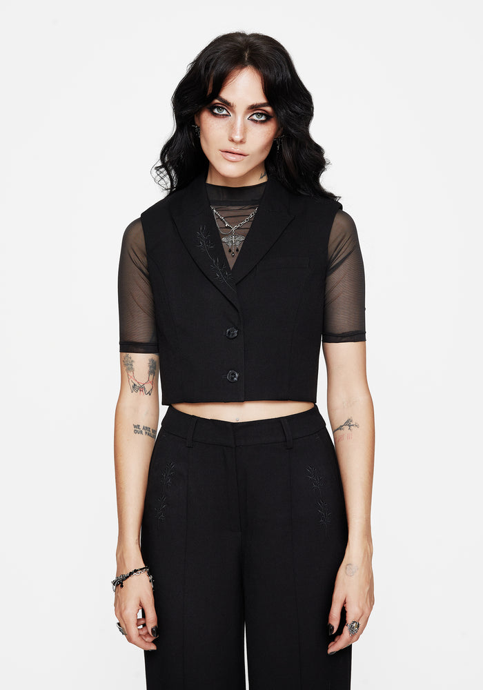 Thora Embroidered Crop Waistcoat