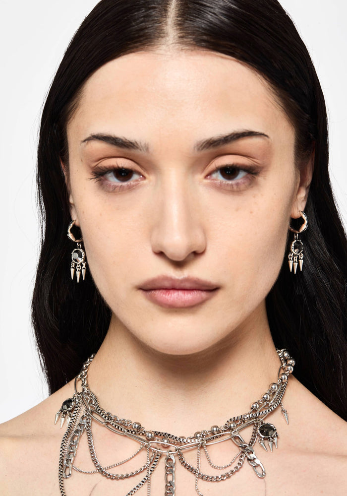 Threx Spike Drop Hoop Earrings