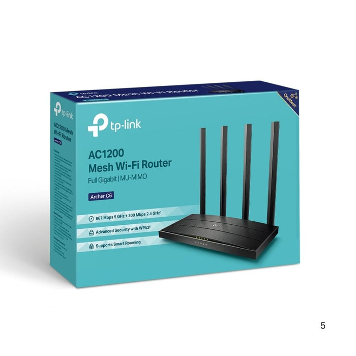 TP Link Archer C6 AC1200 Wi-Fi 5 Wireless MU-MIMO Gigabit Router