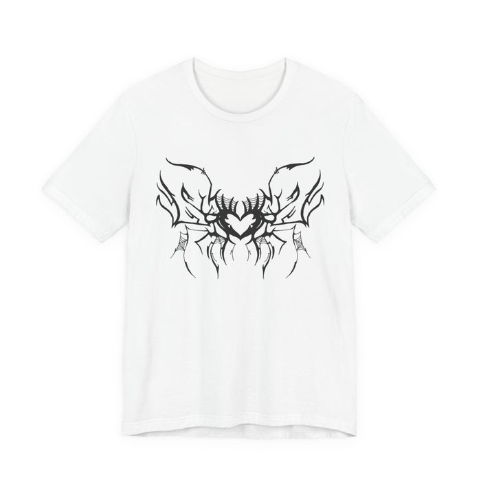 Tribal Heart Tattoo T‑Shirt — Symmetrical Black Tribal Chest Design