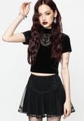 Trixie Velvet Fishnet Embroidered Mini Skirt US 2