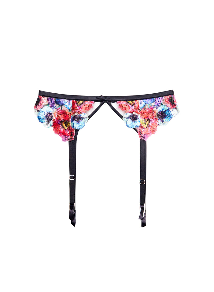 Tuileries Embroidery Garter Belt-multi-flat