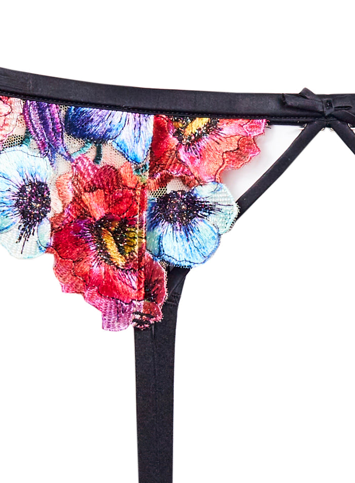 Tuileries Embroidery Garter Belt-multi-flat