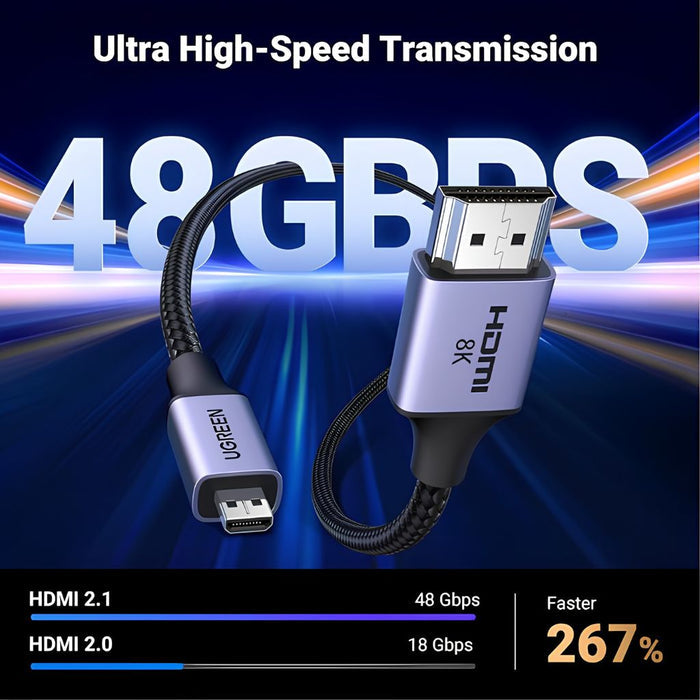 UGREEN 8K@60Hz Micro HDMI to HDMI Cable UG-15516 - 1M