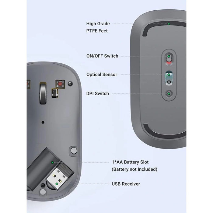 UGREEN MU001 USB Optical Wireless Mouse - Gray