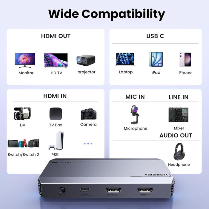 UGREEN UG-25173 USB 3.0 4K@60Hz HDMI Video Capture Card