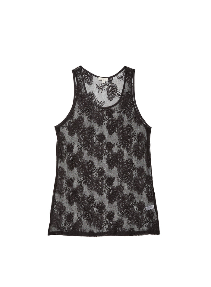 Unisex Bouquet Lace Tank-black-flat