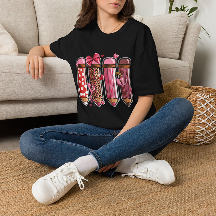Valentine Lipstick Pattern T-Shirt — Cute Lipstick Hearts Graphic Tee