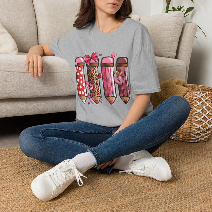 Valentine Lipstick Pattern T-Shirt — Cute Lipstick Hearts Graphic Tee