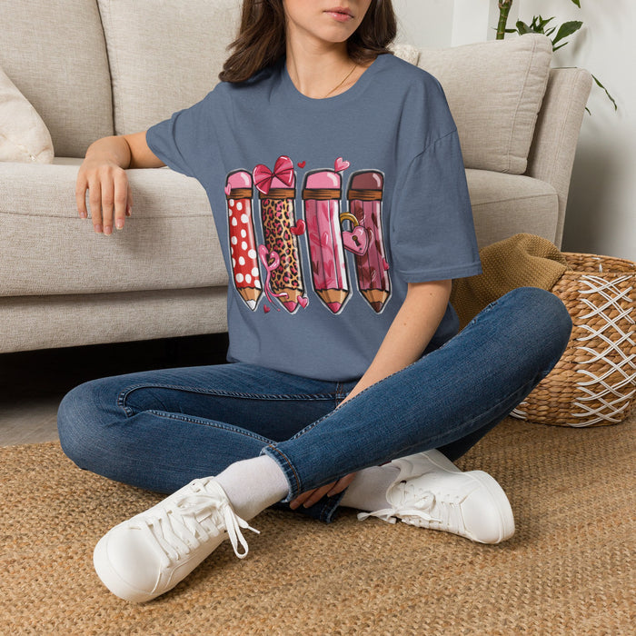 Valentine Lipstick Pattern T-Shirt — Cute Lipstick Hearts Graphic Tee