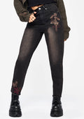 Valeria Floral Moth Embroidered Mom Jeans