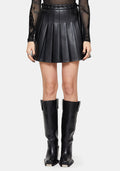Veluna Braided PU Pleated Skort