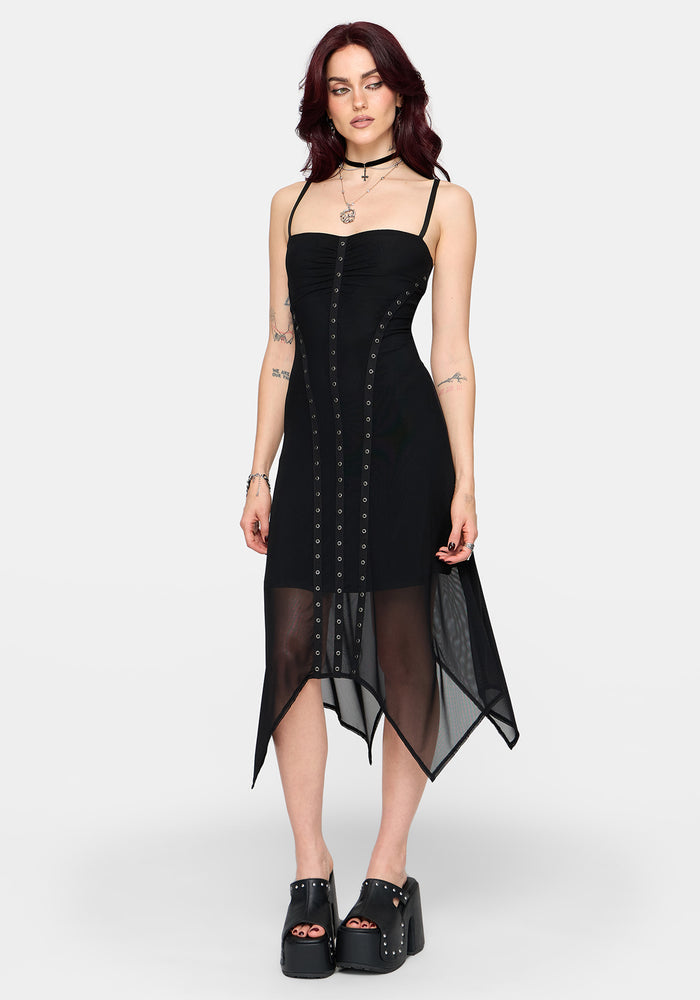 Virella Eyelet Detail Mesh Cami Midaxi Dress