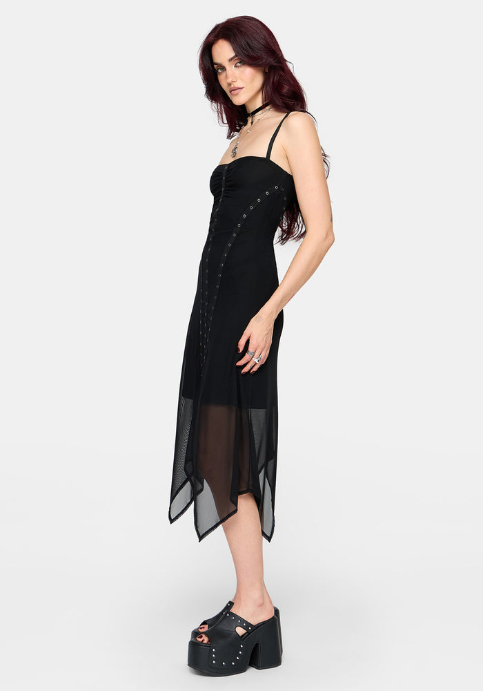 Virella Eyelet Detail Mesh Cami Midaxi Dress