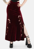 Virosa Floral Embroidered Velour Maxi Skirt