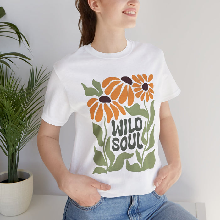 Wild Soul Floral Tee — Retro Sunflower Graphic T-Shirt