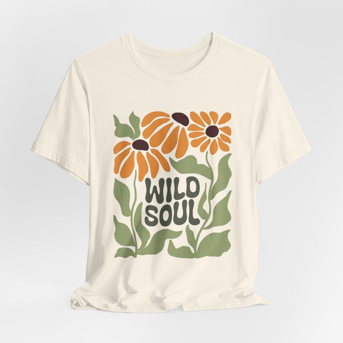 Wild Soul Floral Tee — Retro Sunflower Graphic T-Shirt