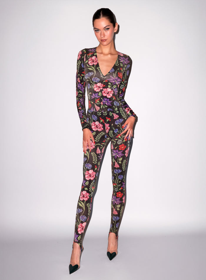 Wildfleur Plunge Bodysuit-wildflower print