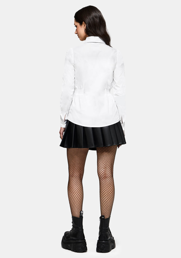 Wispette Moth Embroidered Poplin Fitted Shirt