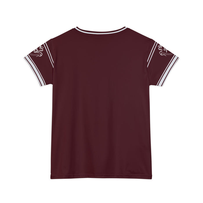 Women's Maroon Jersey Tee "98" — Athletic Vintage Fleur-de-Lis Shirt