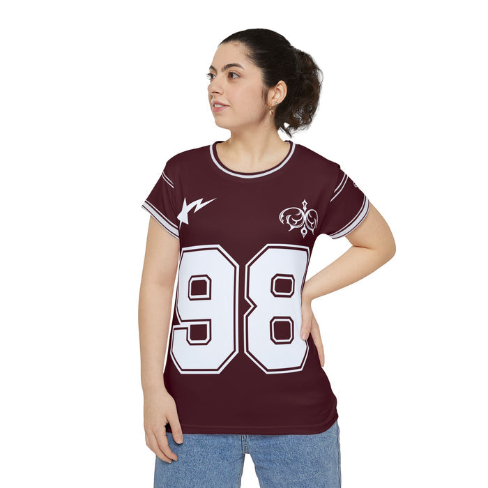 Women's Maroon Jersey Tee "98" — Athletic Vintage Fleur-de-Lis Shirt