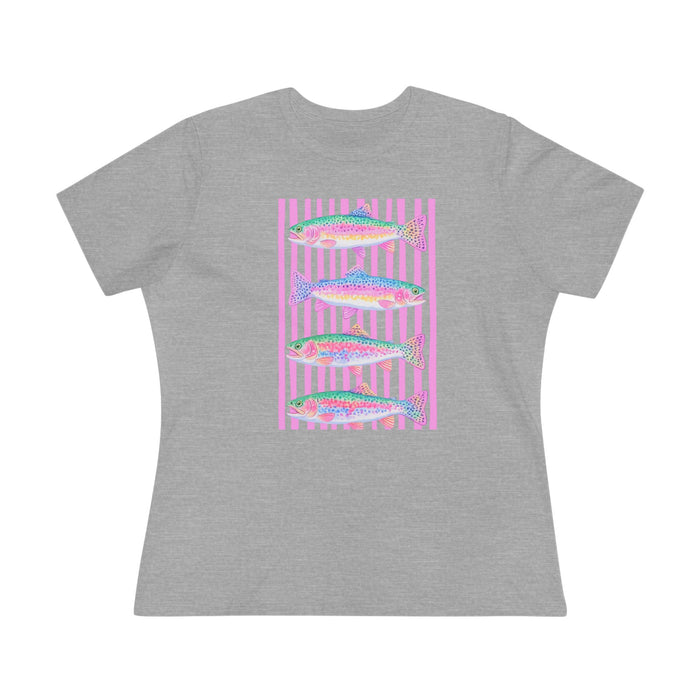 Women's Tee — Pastel Fish Graphic Nautical Shirt