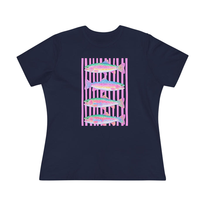 Women's Tee — Pastel Fish Graphic Nautical Shirt
