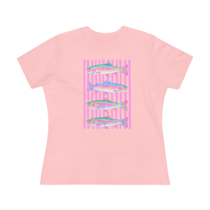 Women's Tee — Pastel Fish Graphic Nautical Shirt