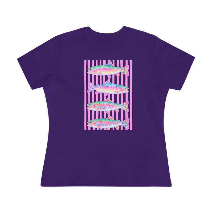 Women's Tee — Pastel Fish Graphic Nautical Shirt
