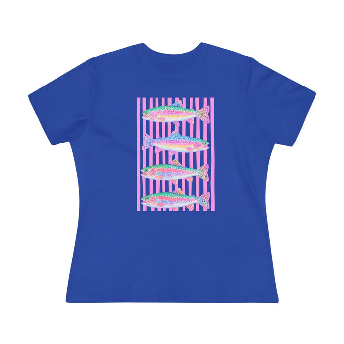 Women's Tee — Pastel Fish Graphic Nautical Shirt