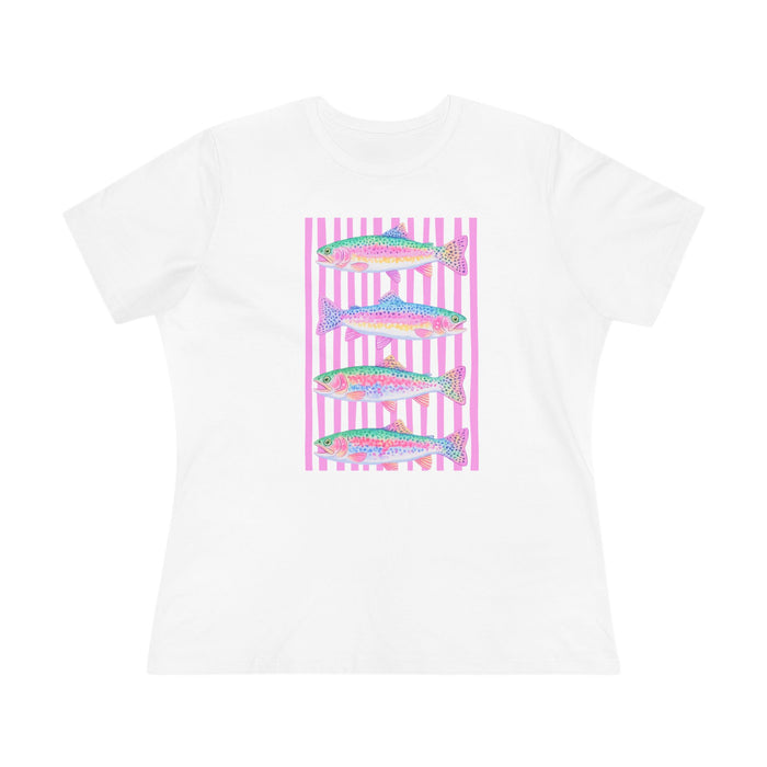 Women's Tee — Pastel Fish Graphic Nautical Shirt