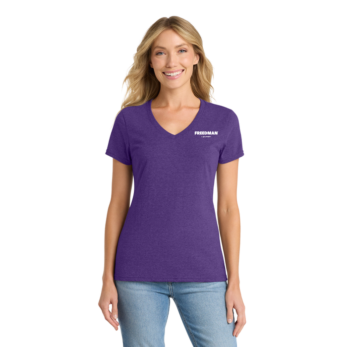 Women's V-Neck Tee - LPC455V - Freedman -  White Logo