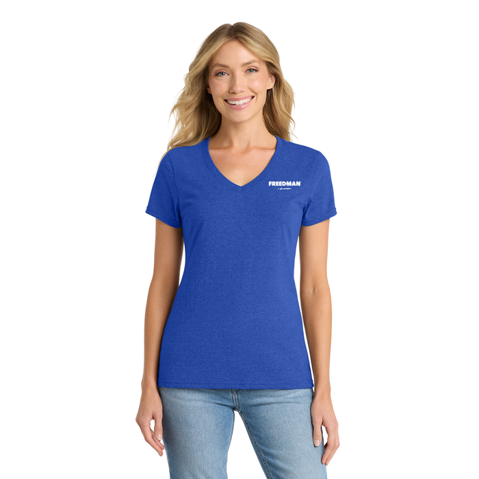 Women's V-Neck Tee - LPC455V - Freedman -  White Logo