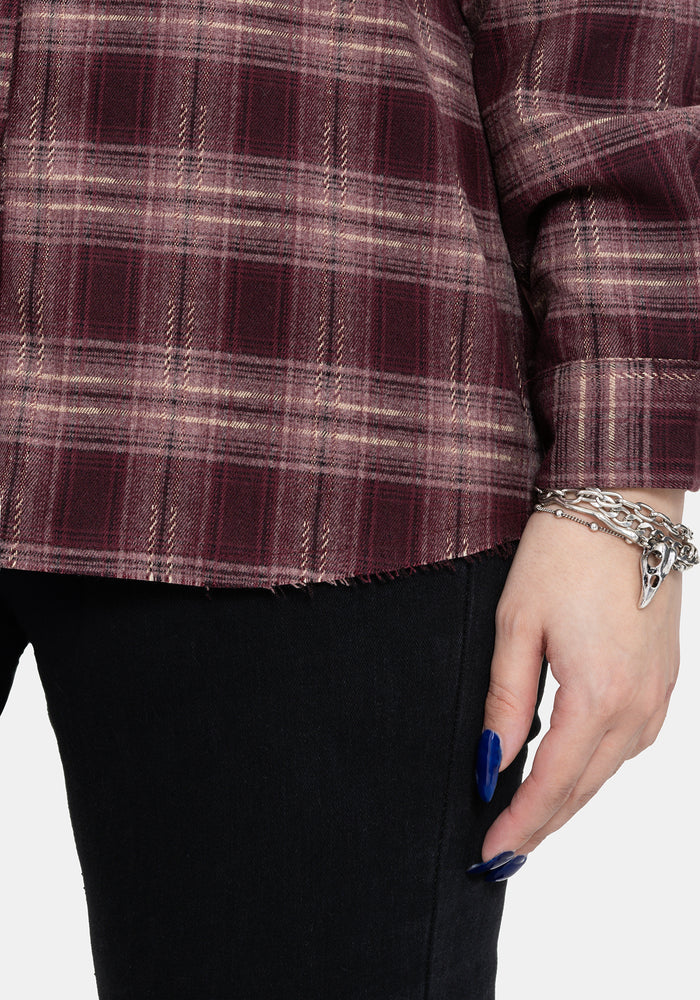 Wren Burgundy Check Oversized Shirt