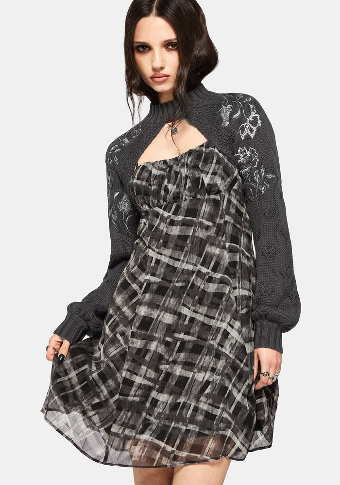 Wren Floral Embroidered Funnel Neck Shrug