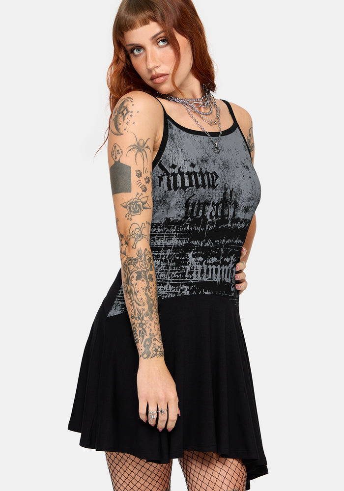 Zael Asymmetric Hem Graphic Cami Mini Dress