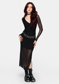 Zillah Ruched Wrap Mesh Midaxi Dress
