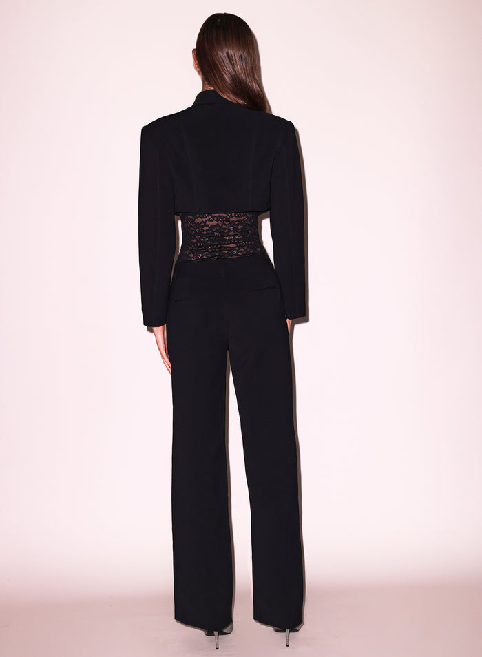 Zipper Split Hem Pant-black-back